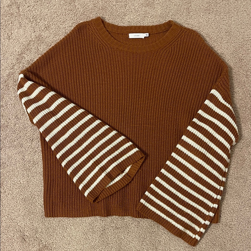 Caramel brown Striped Sweater